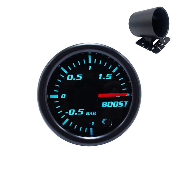 2" 52mm Universal Car Turbo Boost Gauge Pointer Led Bar Pressure Meter 7 Color Black Face With Cup Without Cup