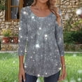 thumbnail image 4 of Jsaierl Womens 3/4 Sleeve Tops Casual Crew Neck Shirts Trendy Graphic Petite Pleated Blouses Going Out Elegant Tunic Top S-2XL, 4 of 6