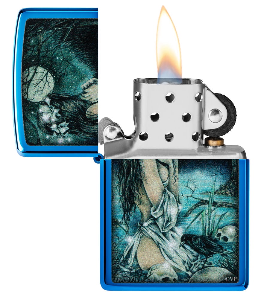 Zippo Victoria Frances High Polish Blue Pocket Lighter