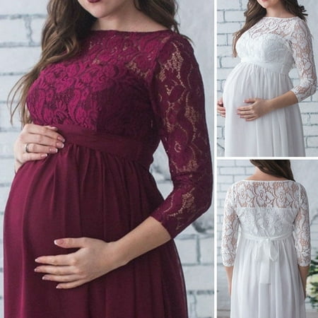 Fashion Pregnant Womens Lace Maternity Dress Maxi Gown Photography Photo (Best Dresses For Maternity Photos)