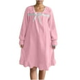 thumbnail image 7 of Kaemgyyd Womens Flannel Nightgowns Fall Winter Warm Fuzzy Fleece Sleep Dress Loose Long Sleeve Ruffle Hem Loungewear Shaggy Sleepwear, 7 of 7