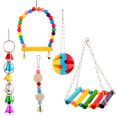 thumbnail image 2 of Flmtop 5Pcs Rattan Ball Swing Bell Perch Parrot Play Toy Pet Bird Cage Hanging Decor Multicolor, 2 of 8