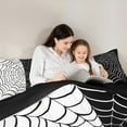 thumbnail image 5 of Manfei Halloween Spider Web Bedding Comforter Set 7pcs, Black White Stripes Abstract King Bedding Sets, Teens Boys Kids Child Reversible Bed Sheets, Super Cozy Room Decor, 5 of 8