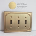 thumbnail image 5 of Rio Salto Heritage Collection Brushed Brass Gold Triple Toggle Light Switch Cover  3-Gang Flip Switch Wall Plate, Oversize 6.94 x 5 in Metal Plate for Luxury Home Dcor Upgrade, 5 of 9