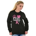 thumbnail image 3 of Peace Love Cure Breast Cancer Aware Women Crewneck Sweatshirt Brisco Brands L, 3 of 6