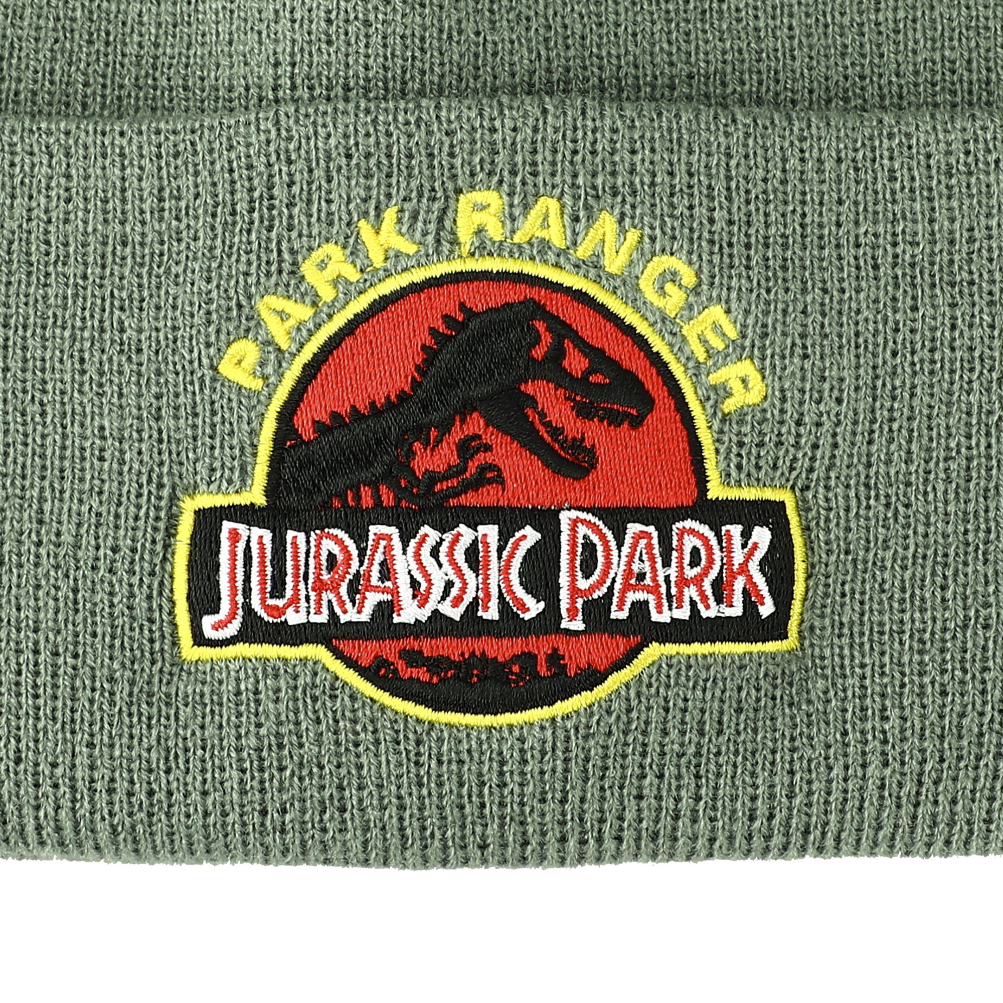 Jurassic Park Ranger Embroidered Logo Cuffed Beanie hat Knitted Green