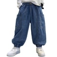 thumbnail image 2 of AINIYS Boys Drawstring Wide Leg Balloon Jeans Elastic Waist Denim Trousers for Street Style Blue 2-3Years, 2 of 9