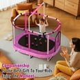 thumbnail image 3 of Baxluxe 60" Kids Trampoline 7-in-1, Elliptic Toddler Trampoline with Safety Enclosure Net, Height Adjustable Handrail & 500lbs Capacity, Mini Bouncer with Swing for Age 3-8, Purple Cloud, 3 of 6