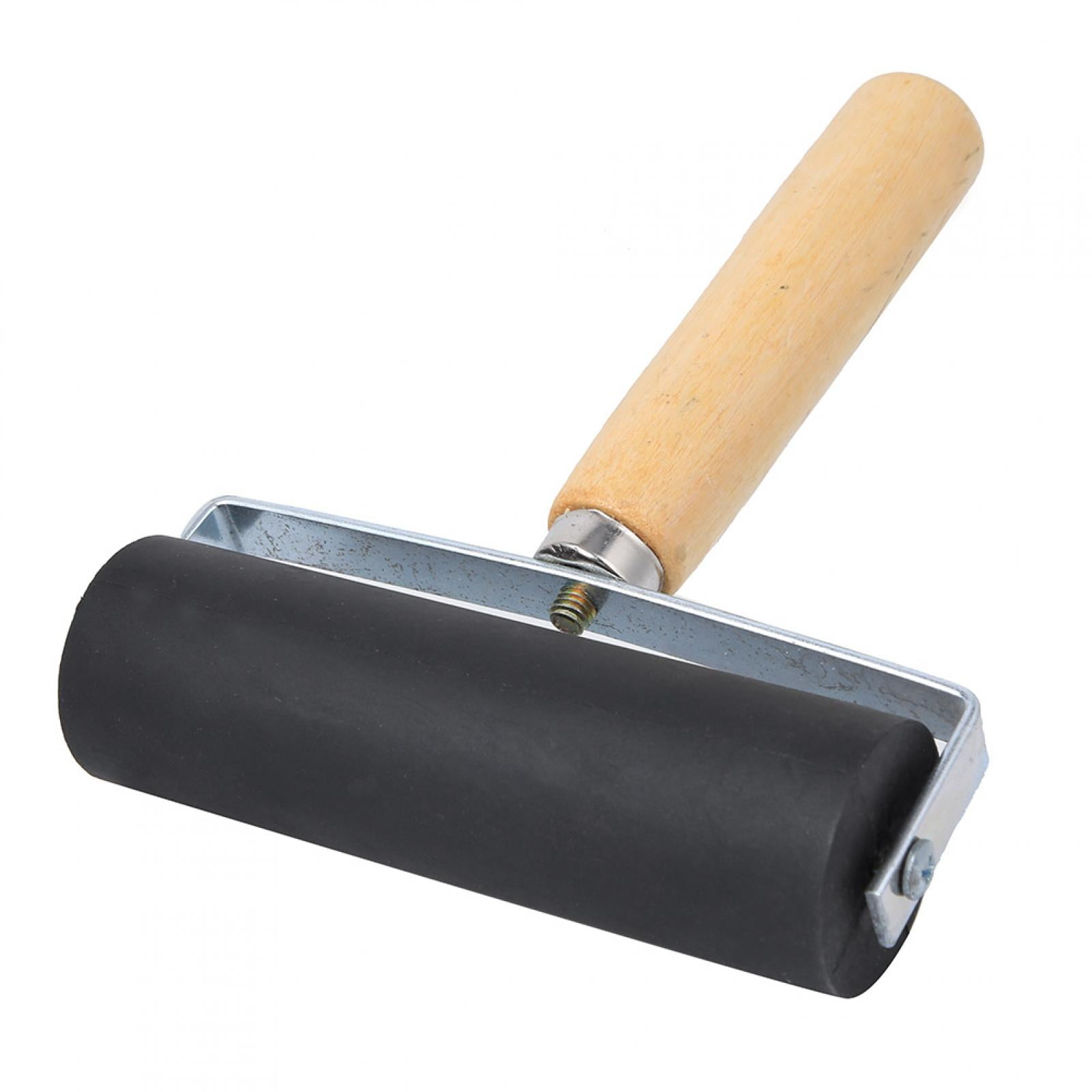 Black Bgfuni 2 PCS Rubber Brayer Roller Soft Ink Applicator for Printmaking Wallpaper Ink Paint Block Stamping and Arts Crafts,Anti Skid Construction Tools with Hard Rubber Drum 6/10cm Glue Roller