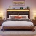 thumbnail image 6 of Queen Size Bed Frame with Headboard & Charging Station & LED Lights Upholstered Bed Frame with Storage Platform Wood Bed, 6 of 7