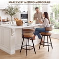 thumbnail image 5 of Zesthouse 26.6″ Swivel Bar Stools Set of 2, Faux Leather Upholstered Counter Height Chairs with Barrel Back & Matte Black Metal Legs, Modern Barstools for Kitchen Island, Brown, 5 of 11
