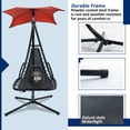 thumbnail image 4 of Hanging Chaise Lounger with Removable Canopy, Outdoor Swing Chair with Steel Frame and Built-in Pillow, Hanging Curved Chaise Lounge Hammock Chair with Stand for Patio, Porch, 4 of 7