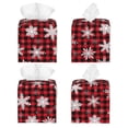 thumbnail image 2 of Fotbe Snowflakes On A Buffalo Plaid Christmas Porta Pañuelos Decorativo de Cuero, Caja Cuadrada Moderna para Pañuelos Faciales, Organizador y Dispensador 5x5x5'', 2 of 7