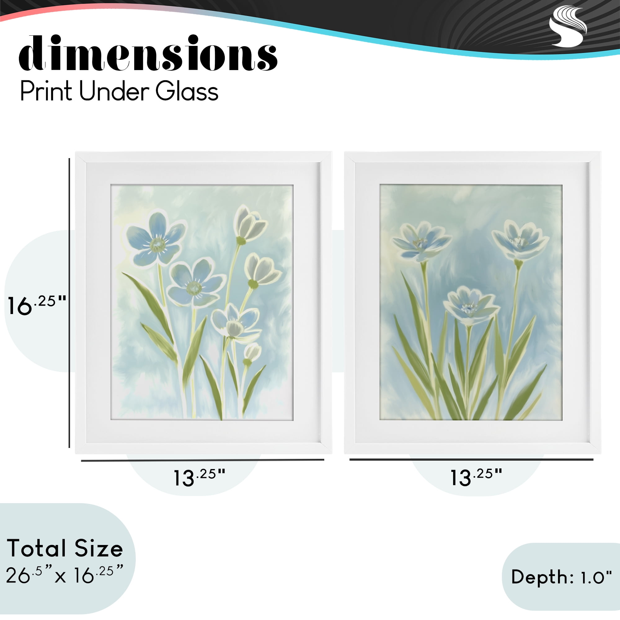 Stupell Industries Contoured Blue Petals 2 Piece White Framed Print Under Glass Set, design by Kim Allen