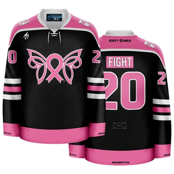Breast Cancer Awareness Butterfly Black Charity Hockey Jersey