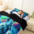 thumbnail image 3 of Manfei Dreamy Northern Lights Twin Comforter Sets,Wild Wolf Bedding Set,Blue Green,Black Reversible,2-Piece,1 Comforter and 1 Pillowcase, 3 of 7