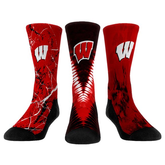Youth Rock Em Socks Wisconsin Badgers Three-Pack Crew Socks Set