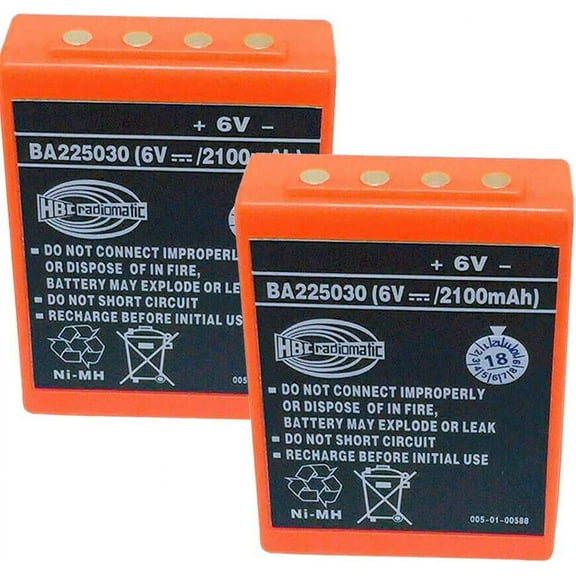 6V 2100mAh BA225030 Ni-Mh Rechargeable Battery HBC Radiomatic Battery BA225030 for HBC Crane Remote Control Pump Truck Battery (Pack of 2)