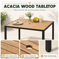 thumbnail image 6 of Outdoor Dining Set, 5-piece Outdoor Patio Furniture Table and Chairs Cushioned, Hollow Rattan Dining Table Set for 4, Bold Metal Frame, Acacia Woodtop, Umbrella Hole, 6 of 10