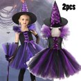 thumbnail image 3 of 2024 Disfraces de cosplay de bruja para niños Disfraz de rol de Halloween Ropa de fiesta temática Ropa de actuación Vestido + Trajes de sombrero, 3 of 5