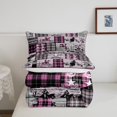thumbnail image 2 of Erosebridal Pink Western King Bedding Sets Country Cowgirl Comforter Set Wild West Bull Horse Comforter Teen Women,Rustic Farmhouse Buffalo Plaid Quilt 2 Pillow Cases Room Decor, 2 of 6