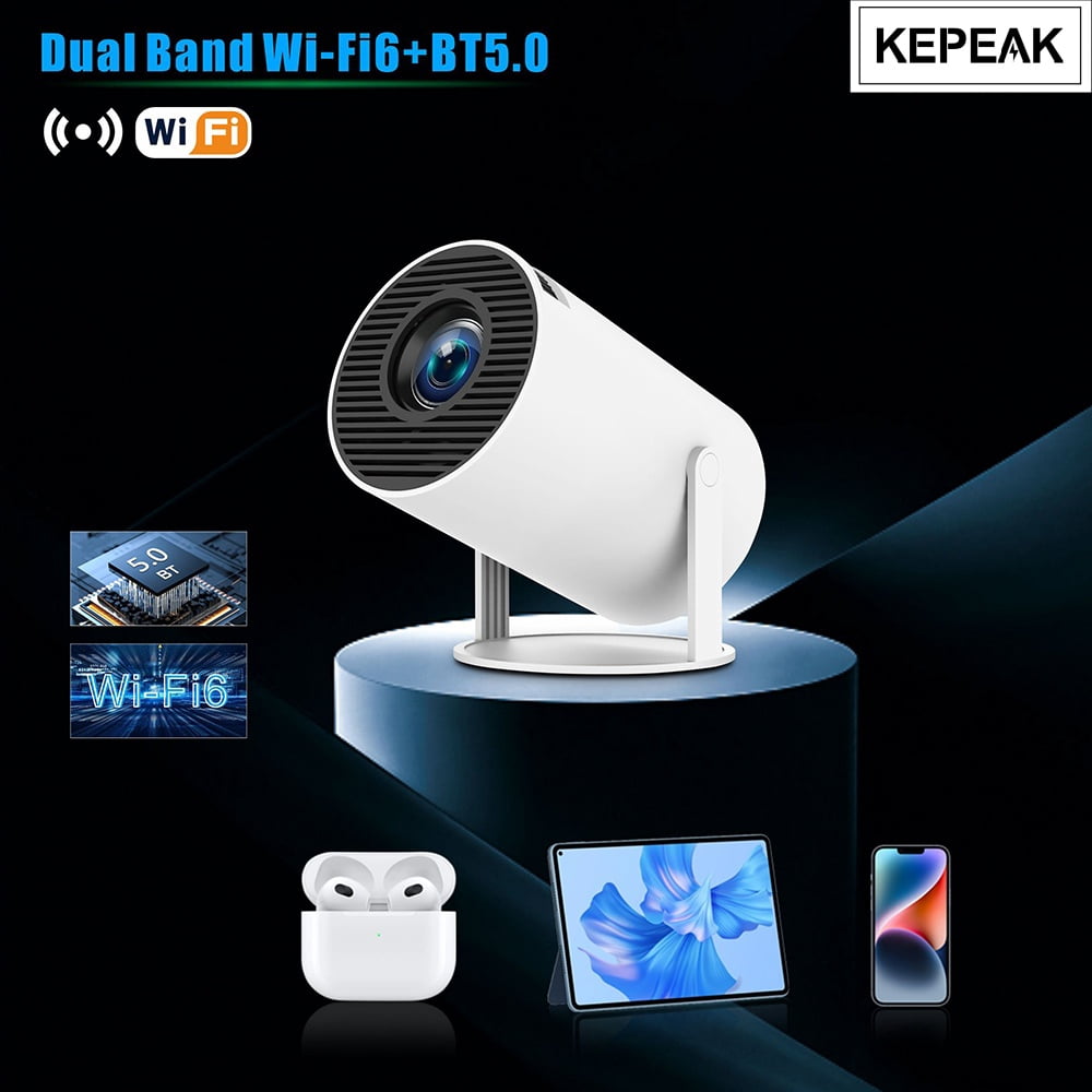 Auto Keystone Mini Portable Projector, 4K/260 ANSI Smart Projector with WiFi 6 BT 5.0, Screen Adjustment, 180 Degree Rotation, Home Video Projector Built-in Android 11.0 OS