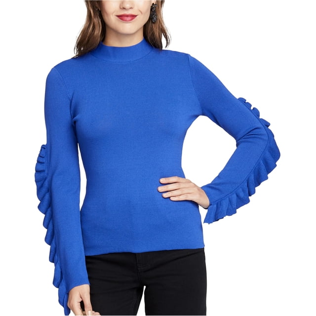 Rachel Roy Chandail en Tricot à Manches à Volants pour Femme, Bleu, Grand