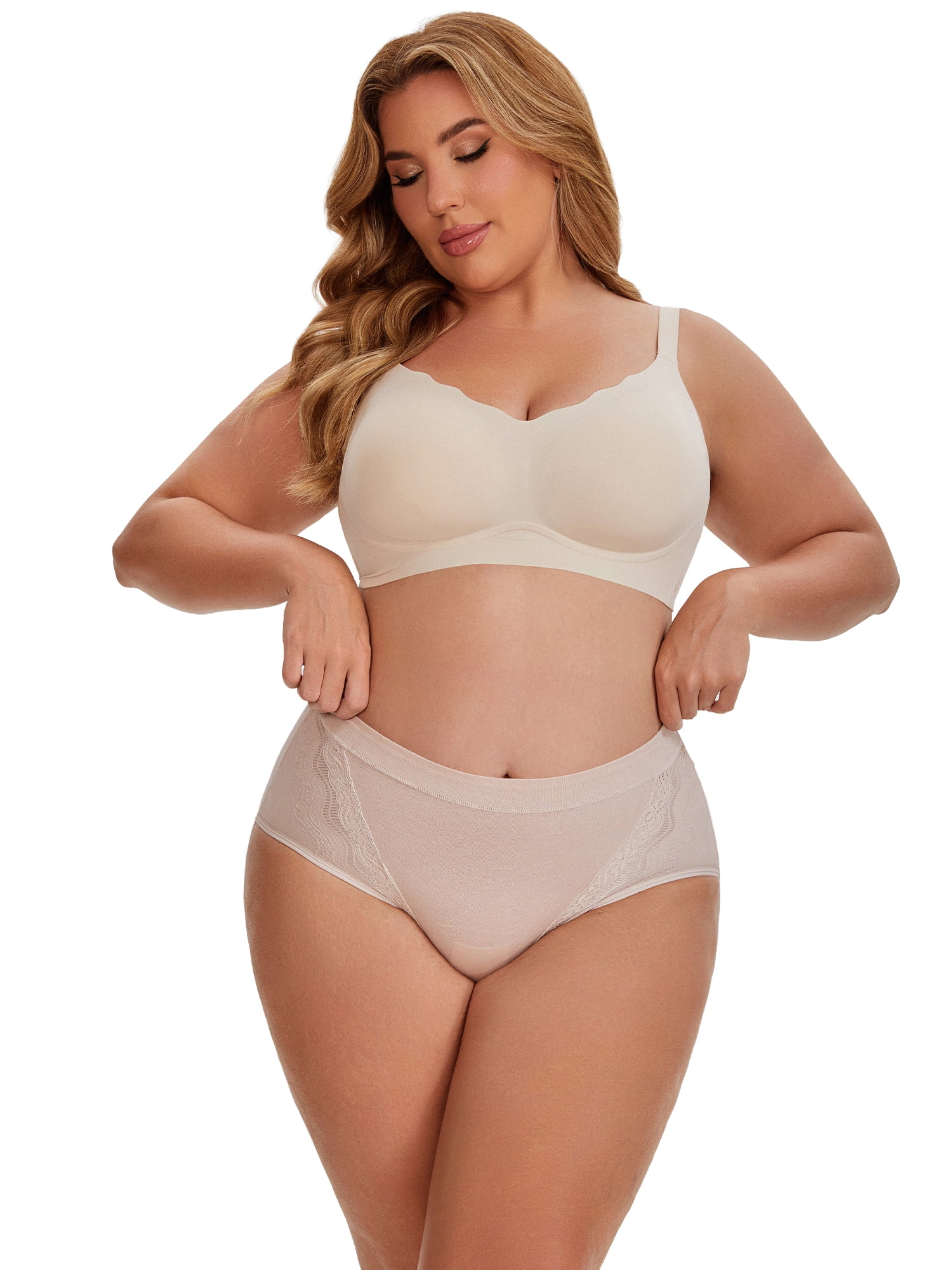 DARING DIVA Women's High Rise Cotton Underwear Full Coverage Lace Briefs 3XL Grey