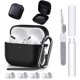 thumbnail image 1 of Funda de Silicona Anticaída para AirPods Pro 2, con Mosquetón, Cepillo y Bolígrafo Limpieza, Estuche Almacenamiento, Negro, 1 of 7