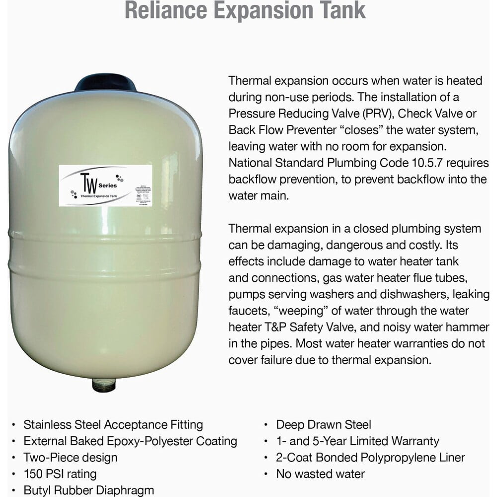 American Water Heater Expansion Tank For Potable Water, 5 Gallon, 5-Year Warranty