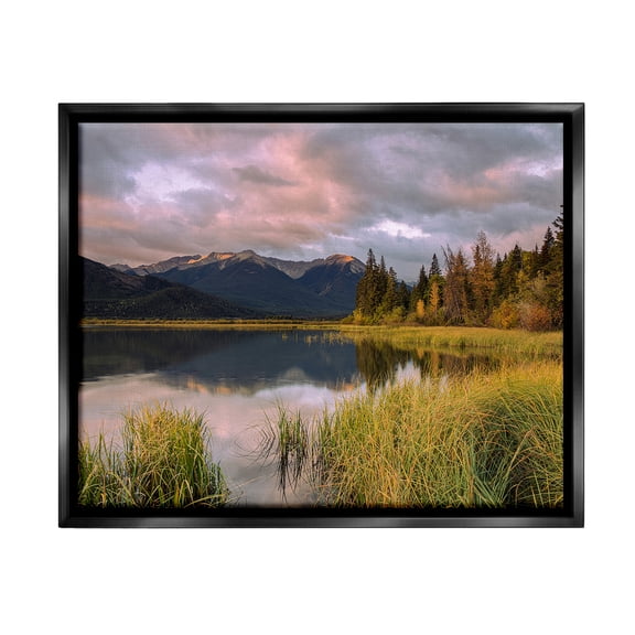 Stupell Industries Lake's Edge Landscape Landscape Photography Black Floater Framed Canvas Art Print Wall Art, 21 x 17