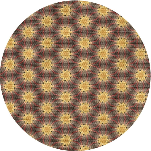 Ahgly Company Tapis d'Intérieur Lavables en Machine, Ronds, Transitionnels, Dorés, Ronds de 8'