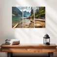 thumbnail image 2 of Elephant Stock Moraine Lake Waterfront Wall Art - Horizontal Multi Panel Canvas - Living Room Wall Decor - Nature Multi Panel - Gray And Brown Decor - 23" x 14", 2 of 4