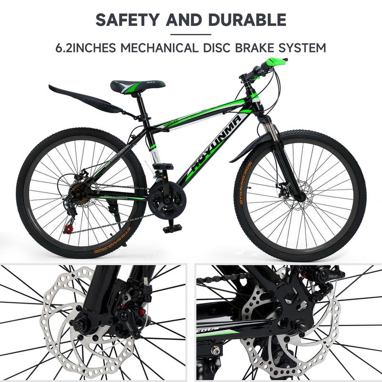 ARTUDATECH Mountain Bike for Men/Women, 26" Sizes, 24 Speed Shimano Twist Shifting, Front or Dual Suspension, Comfort Saddle Red/White/Blue/Green