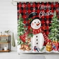 thumbnail image 3 of Elk Snowman Christmas Shower Curtain Set with Hooks, Snowy Winter Trees Waterproof Fabric Bathroom Curtains Decor Home Accessories,Stall 36 X 72 Inch, 3 of 9