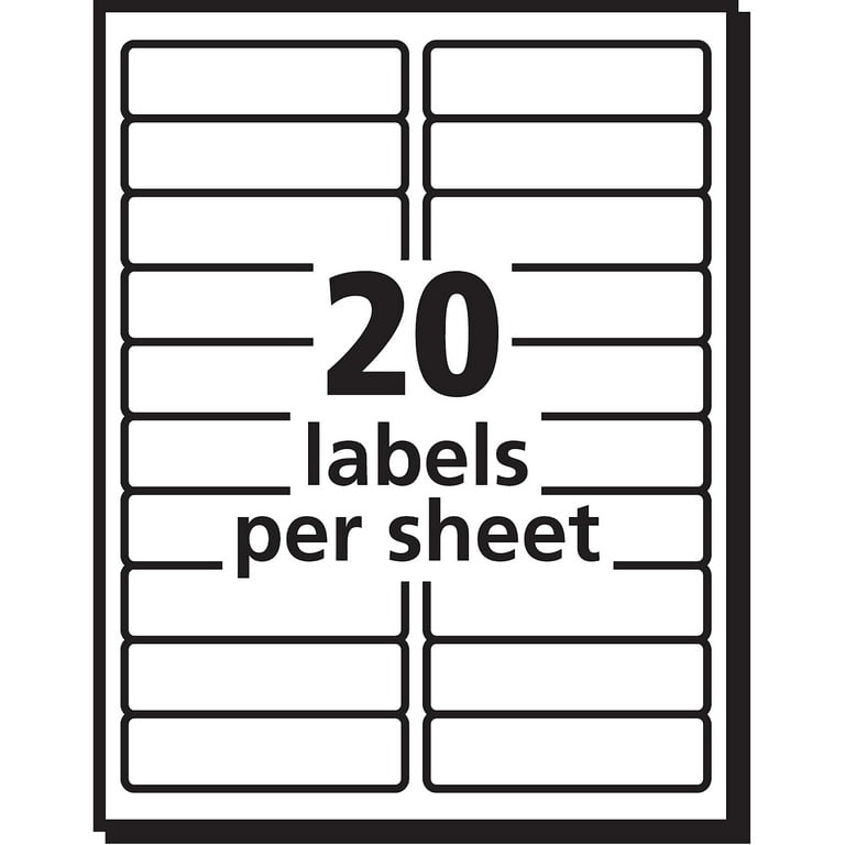 White Labels, Inkjet/Laser Printers, 1 x 4, White, 20/Sheet, 100 Sheets/Box White Labels, Inkjet/Laser Printers, 1 x 4, White, 20/Sheet, 100 Sheets/Box