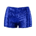 thumbnail image 4 of MIASHUI Court Style Fashion Metal Sequin Stretch Waistband Slim Fit Low Rise Versatile Shorts Blue,S, 4 of 6