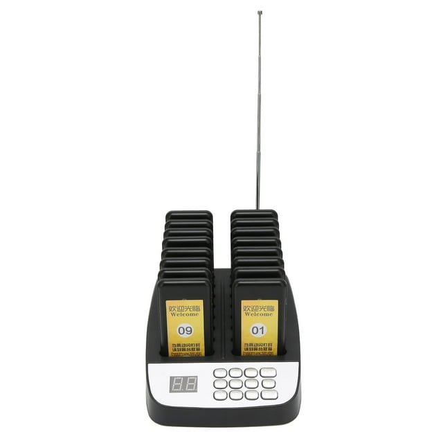 Wireless Calling System, Restaurant Pager System 16 Independent Coding 100-240V Long Standby Time Plug and Play for Pizzeria for Restaurant US Plug,EU Plug,UK Plug,AU Plug