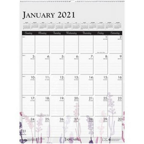 Wild Flower Monthly Wall Calendar