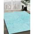 thumbnail image 3 of Ahgly Company Machine Washable Indoor Round Transitional Blue Diamond Blue Area Rugs, 4' Round, 3 of 7