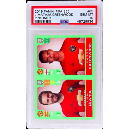 2019 Panini Fifa 365 #65 Juan Mata/Mason Greenwood Pink Back PSA 10