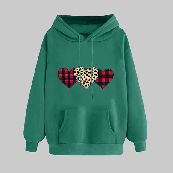 SOOMLON Valentines Day Hoodies for Women Couple Valentines Gift Plus Size Tunic Long Sleeve Crewneck Sweatshirts Tops Funny Love Heart Graphic Pullovers Shirts Fashion Valentines Outfits 2025