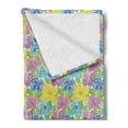 thumbnail image 2 of Floral Soft Flannel Fleece Throw Blanket, Repetitive Abstract Watercolor Flowers and Leaves Nature Beauty Blossoms Pattern, Cozy Plush for Indoor and Outdoor Use, 50" x 60", Multicolor, by Ambesonne, 2 of 5