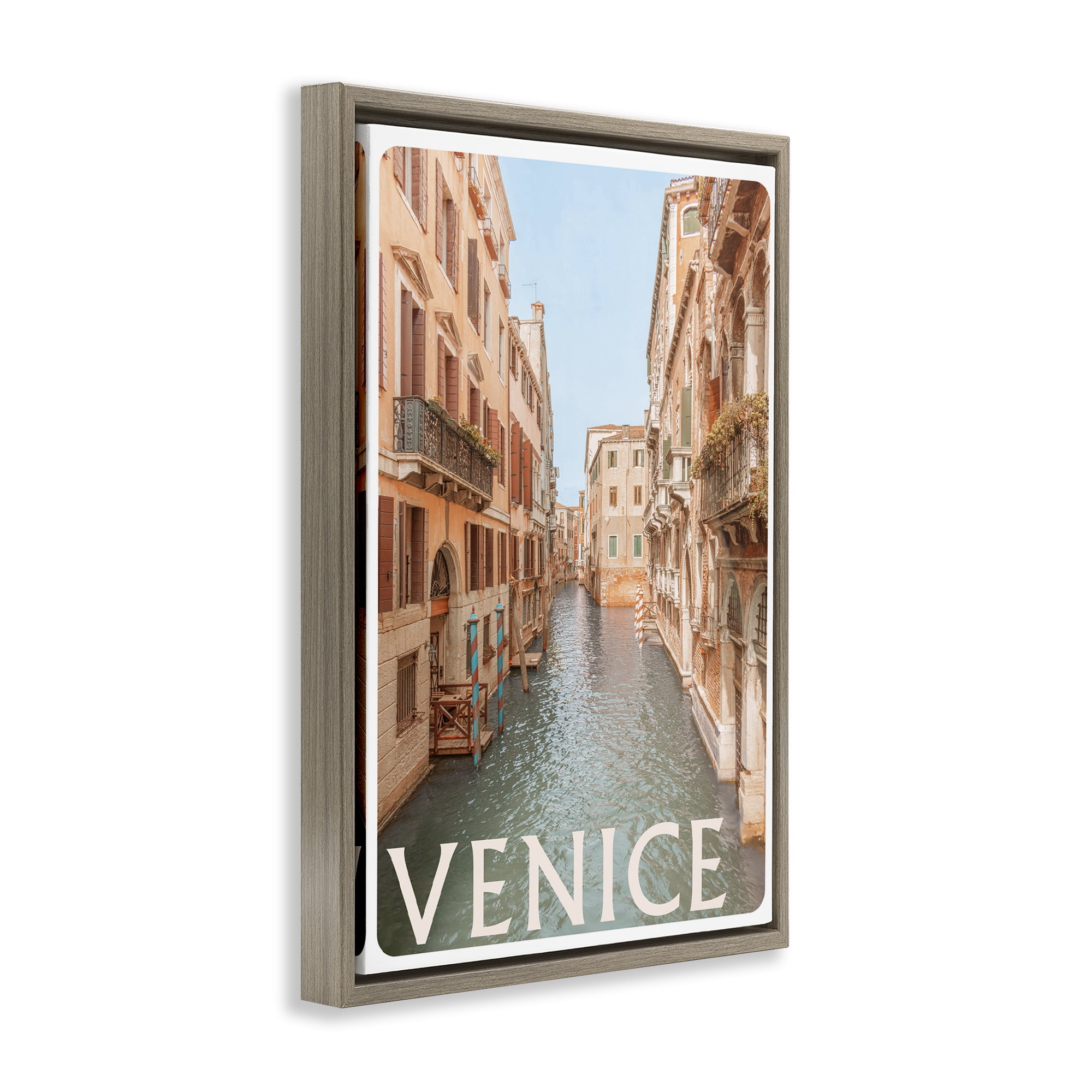 Stupell Industries Venice Canal Waterway Brown Framed Floater Canvas Wall Art, design by Erin Marie