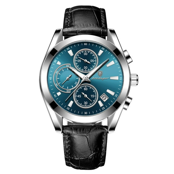 POEDAGAR Men Watches Top Brand Luxury Leather Wristwatch Sport Chronograph Waterproof Luminous Quartz Military Watch for Men