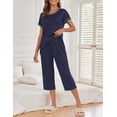 thumbnail image 2 of Ekouaer Womens Capri Pajama Sets Print Short Sleeve Sleepwear Top and Capri Pants Soft Loungewear with Pocket, 2 of 4