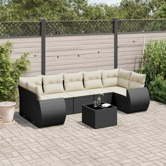 vidaXL Garden Sofa Set Black PE rattan Large Modular Garden Sofa Set