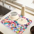 thumbnail image 2 of Yayeee Dish Drying Mat for Kitchen Counter 18" x 24" Microfiber Super Absorbent Coffee Decorative Pad, Blue Colorful Circles, 2 of 9