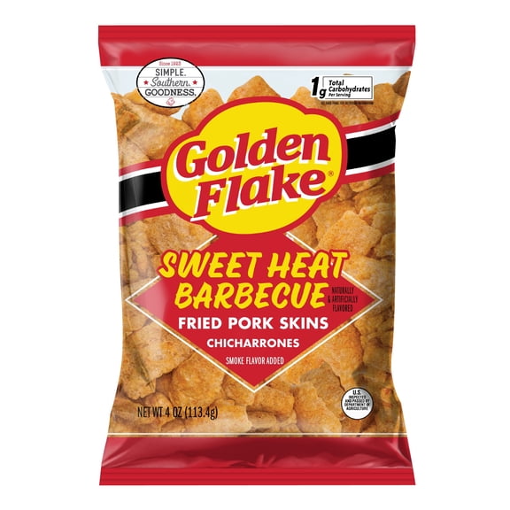 Golden Flake Sweet Heat Barbecue Fried Pork Skins, 4 oz. - Pack of 12