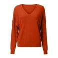thumbnail image 6 of Sweaters for Women V Neck Long Sleeve Trendy Knitted Pullover Soft Warm Sweater Tops Saffron L, 6 of 6